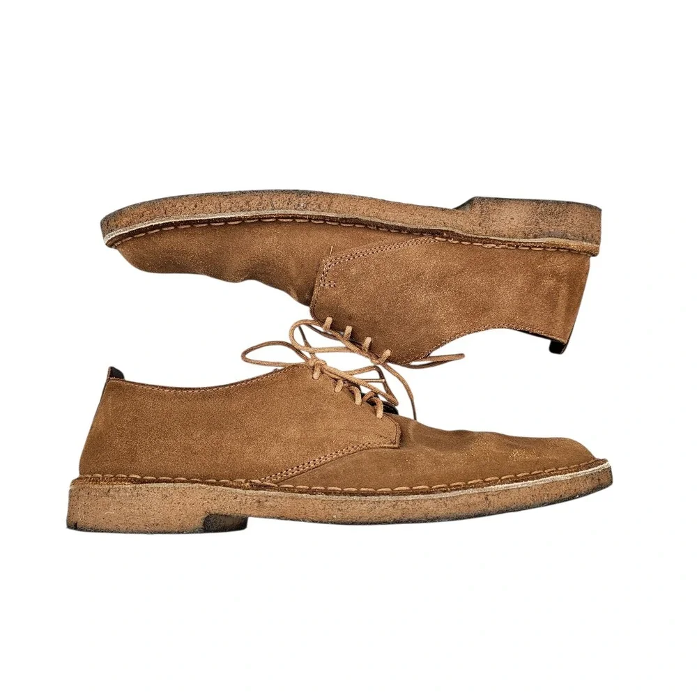 CLARKS Originals Men's Size 10 US EUC London Tan Suede Crepe Sole‎ Oxfords Shoes